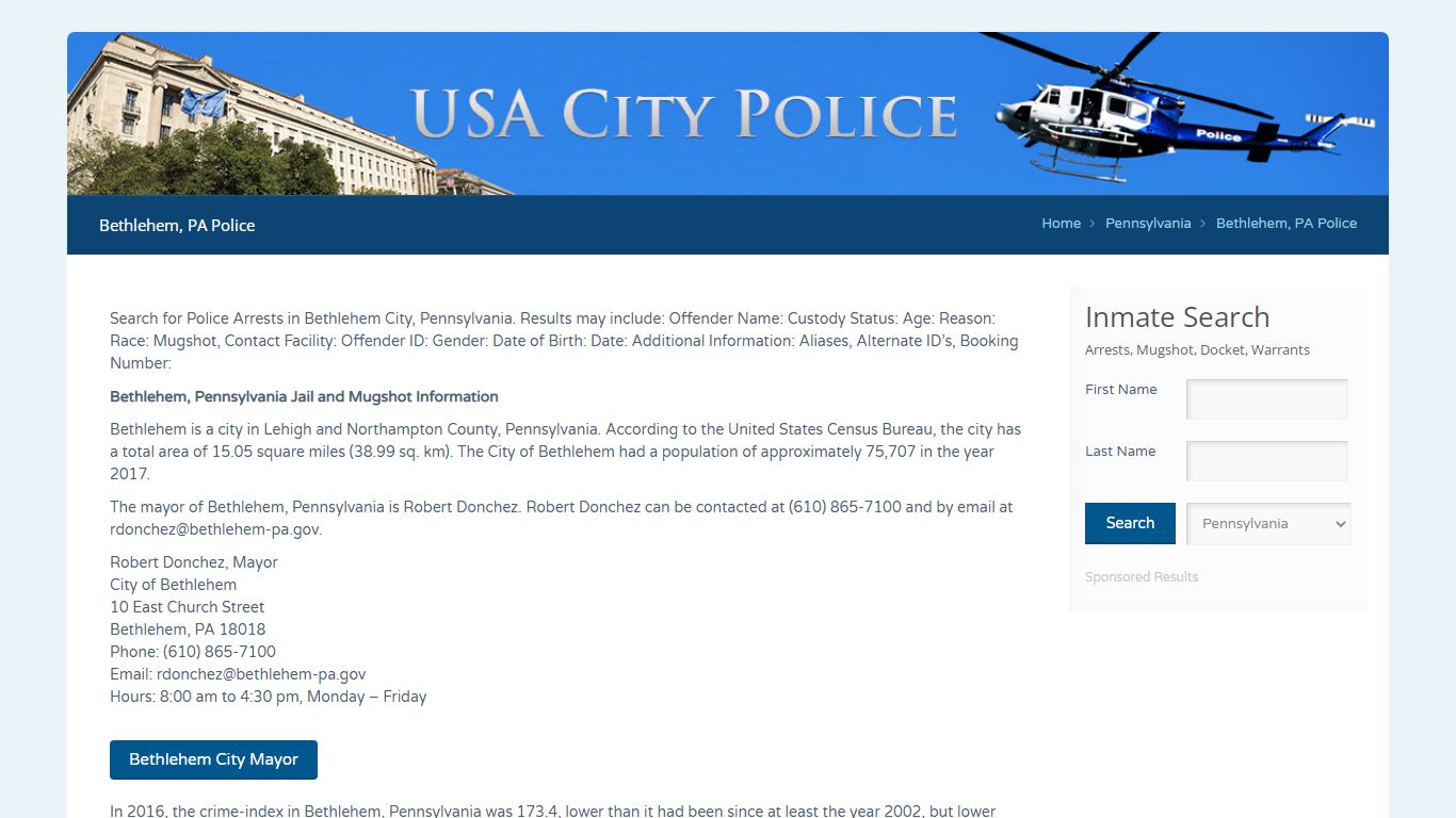Bethlehem, PA Police | Jail Records